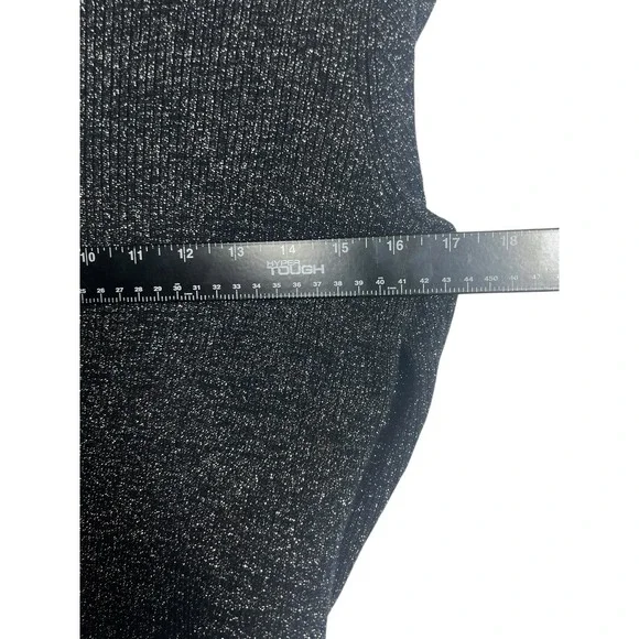 Style & Co Sz M Sweater Black Silver Gold Metallic Turtleneck Classic Party Top - Picture 3 of 7